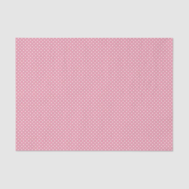 Papel De Seda Patrón de punto de polka rosa (Anverso)