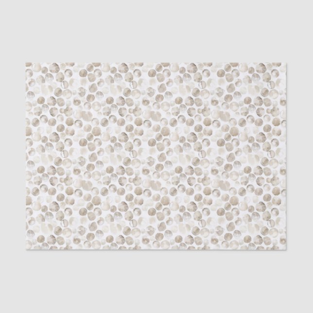 Papel De Seda Patrón de puntos de acuarela en beige crema blanco (Anverso)