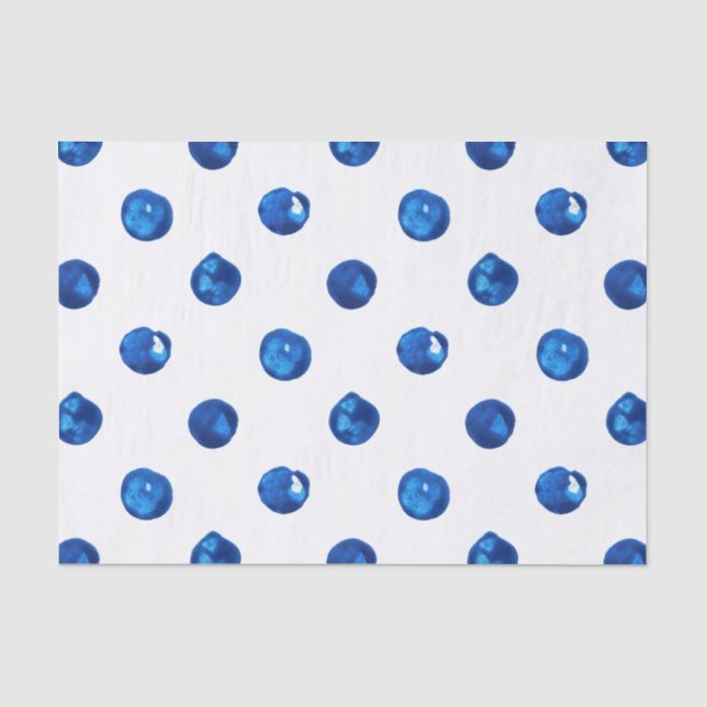 Papel De Seda Patrón de puntos de polka azul índigo (Anverso)