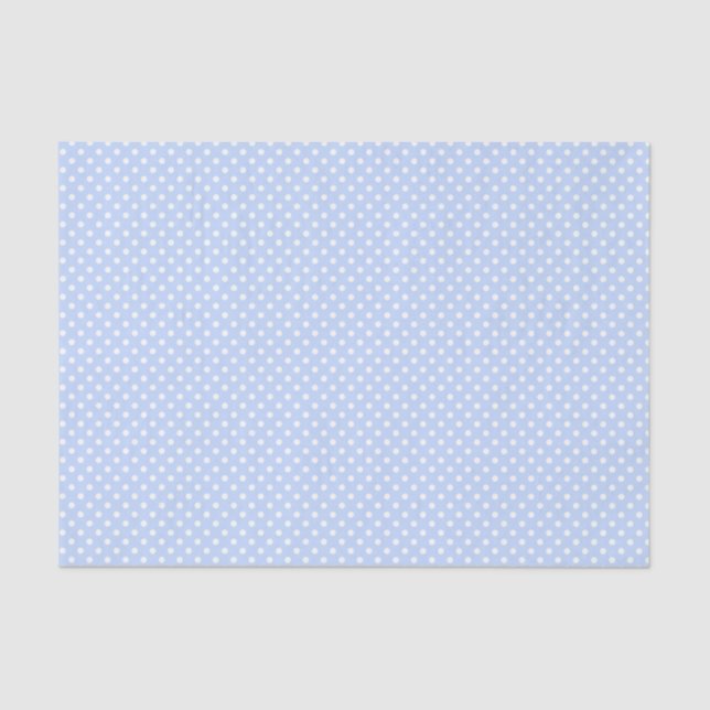 Papel De Seda Patrón de puntos de polka azul pálido y blanco (Anverso)