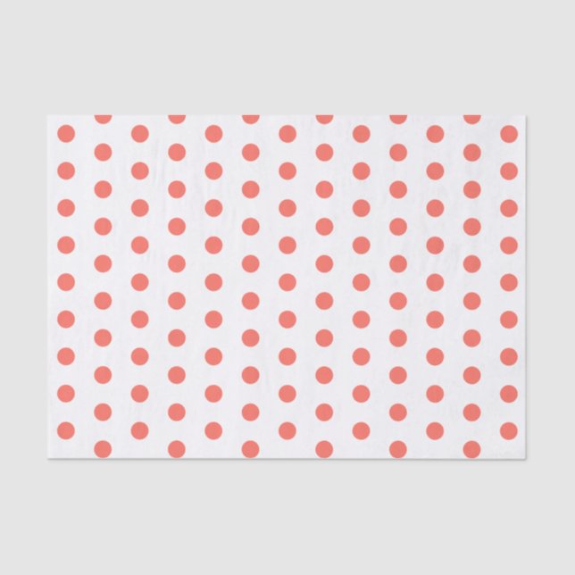 Papel De Seda Patrón de puntos de polka coral (Anverso)