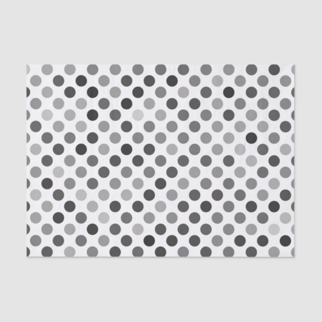 Papel De Seda Patrón de puntos de polka monocromo (puntos blanco (Anverso)