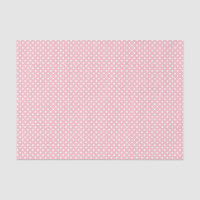 Papel De Seda Patrón de puntos de polka rosa pálido y blanco (Anverso)