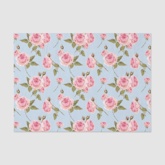 Papel De Seda Patrón de puntos de polka y rosas (Anverso)