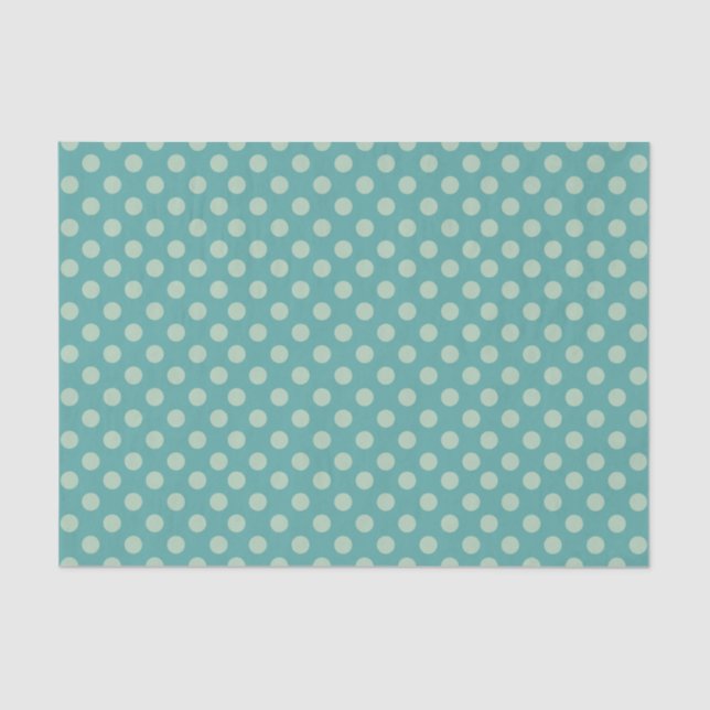 Papel De Seda Patrón de puntos del Polka Verde Azul (Anverso)