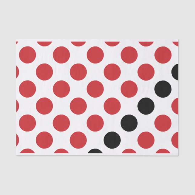 Papel De Seda Patrón de puntos rojos y negros + tu fondo (Anverso)