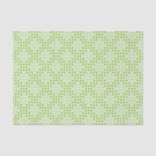 Papel De Seda Patrón de puntos y óvalos verdes planos (Anverso)
