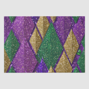 Papel De Seda Patrón de purpurina de Mardi Gras amarillo purpúre