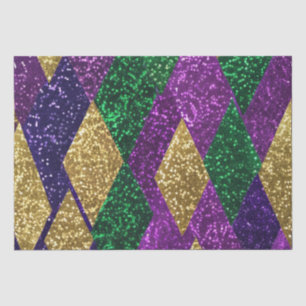 Papel De Seda Patrón de Purpurina de Mardi Gras Amarillo Verde P