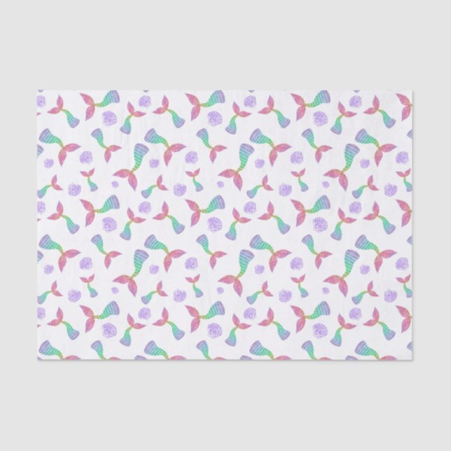 Papel De Seda Patrón de Purpurina de sirena (Anverso)