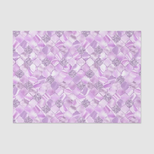Papel De Seda Patrón de Quatrefoil Marroquí Púrpura Lilac (Anverso)