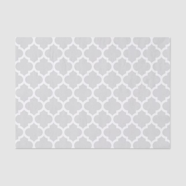 Papel De Seda Patrón de quatrefol marroquí blanco y gris claro # (Anverso)