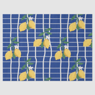 Papel De Seda Patrón de Rama de Limón Mediterráneo