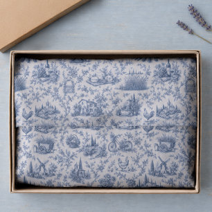 Papel De Seda Patrón de rama de rosa de campo de Toile francés a