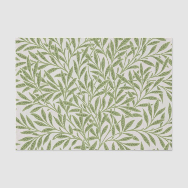 Papel De Seda Patrón de ramas verdes frondosas (Anverso)