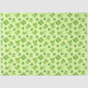 Papel De Seda Patrón de ranas cortas en verde brillante