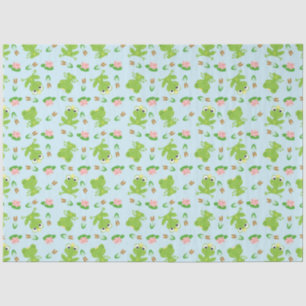 Papel De Seda Patrón de ranas lindas sobre azul brillante