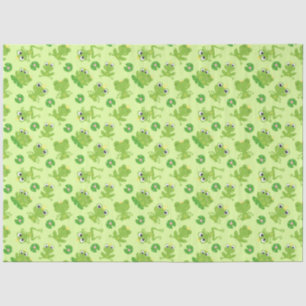 Papel De Seda Patrón de ranas lindas sobre verde brillante