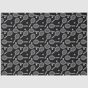 Papel De Seda Patrón de raqueta de tenis negro