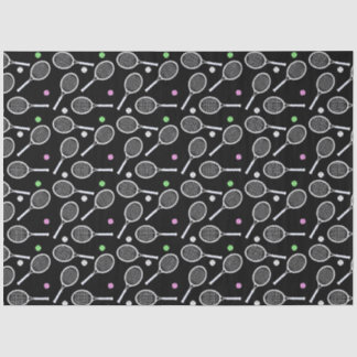 Papel De Seda Patrón de raqueta de tenis negro