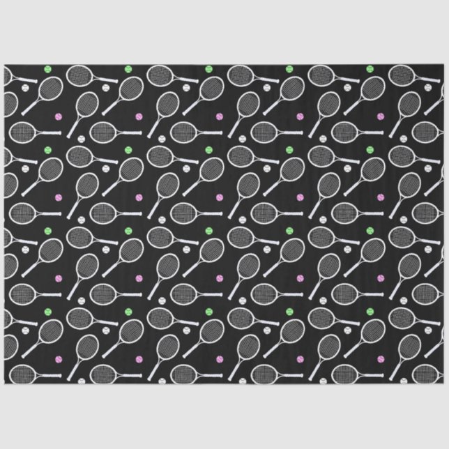 Papel De Seda Patrón de raqueta de tenis negro (Anverso)