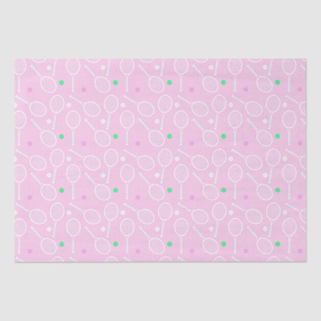 Papel De Seda Patrón de raqueta de tenis rosado (Anverso)