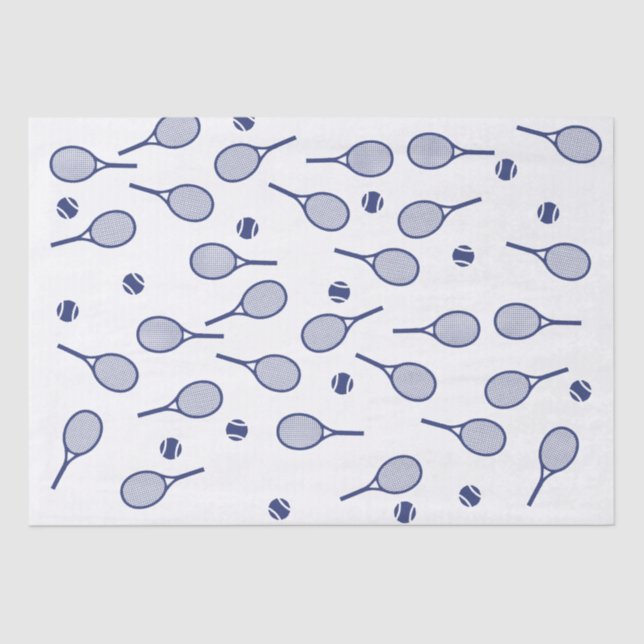 Papel De Seda Patrón de raquetas de tenis retro azul de la marin (Anverso)