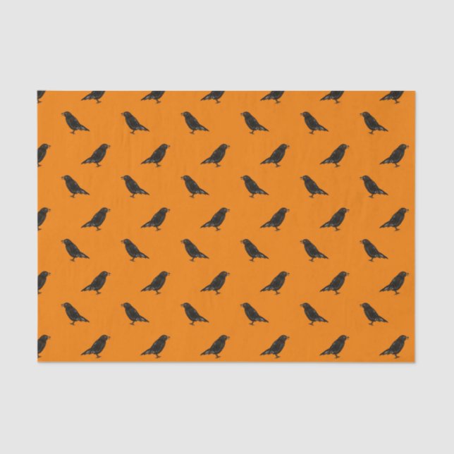 Papel De Seda Patrón de Raven de Halloween (Anverso)
