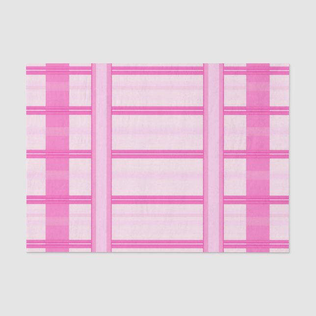 Papel De Seda Patrón de raya de gingham rosa (Anverso)