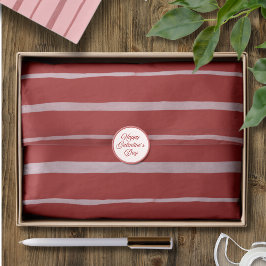 Papel De Seda Patrón de raya dibujada a mano de San Valentín roj