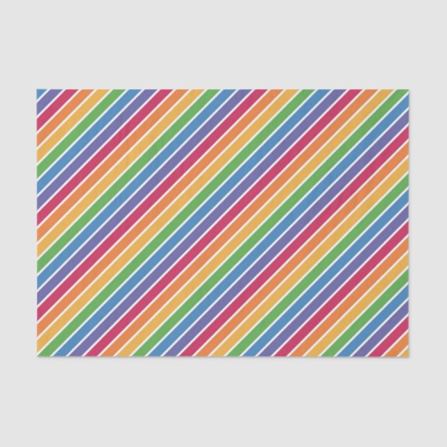 Papel De Seda Patrón de rayas arco iris (Anverso)