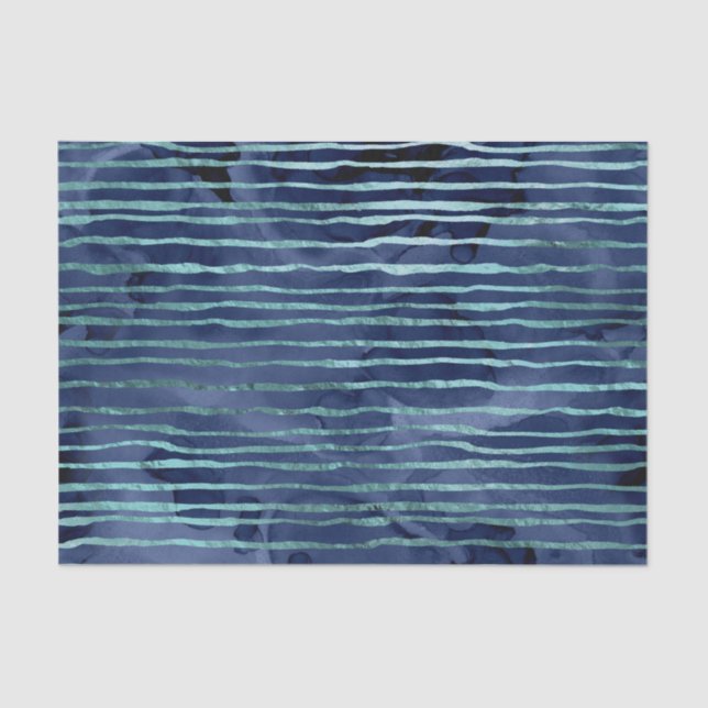 Papel De Seda Patrón de rayas azules (Anverso)