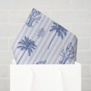 Papel De Seda Patrón de rayas azules costeras marítimas