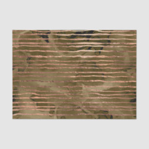Papel De Seda Patrón de rayas de acuarela de cobre y oro