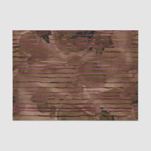 Papel De Seda Patrón de rayas de cobre y borgoña (Anverso)