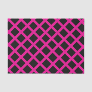 Papel De Seda Patrón de rayas de diamante de cuadros negros rosa