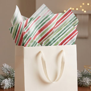Papel De Seda Patrón de rayas de Navidad en acuarela