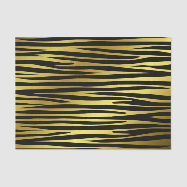 Papel De Seda Patrón de rayas de oro y tigre negro, animales (Anverso)