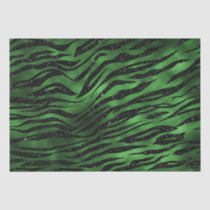 Papel De Seda Patrón de rayas de tigre con brillo verde glamour