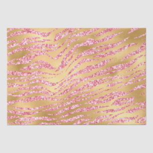 Papel De Seda Patrón de rayas de tigre de brillo rosa y dorado