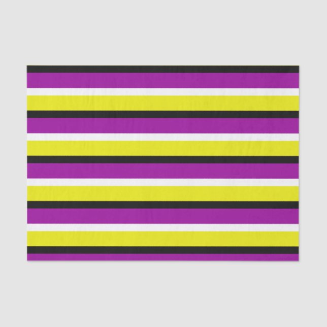 Papel De Seda Patrón de rayas moradas amarillas (Anverso)