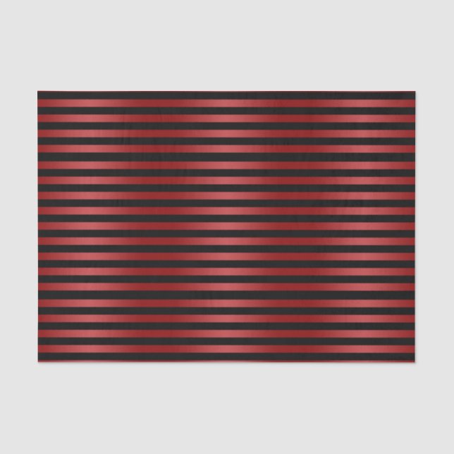 Papel De Seda Patrón de rayas negras y rojas con estilo (Anverso)