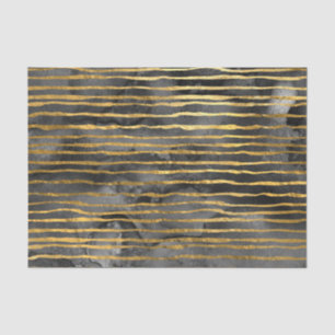 Papel De Seda Patrón de rayas negro y dorado