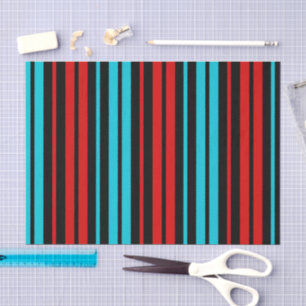 Papel De Seda Patrón de rayas rojas y azules negras