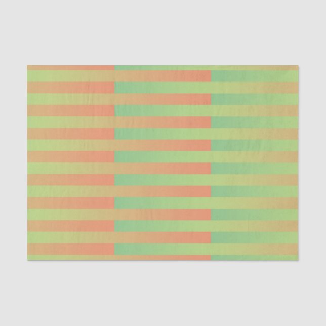 Papel De Seda Patrón de rayas verde naranja (Anverso)