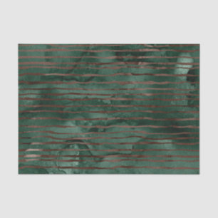 Papel De Seda Patrón de rayas verdes esmeralda y cobre