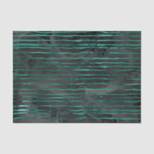 Papel De Seda Patrón de rayas verdes esmeralda y negro
