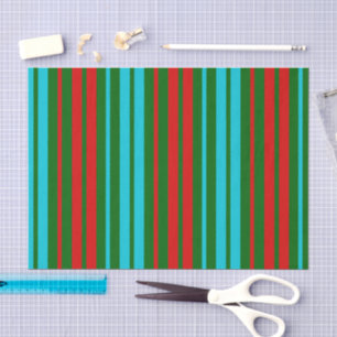Papel De Seda Patrón de rayas verdes rojas y azules  