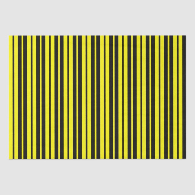 Papel De Seda Patrón de rayas verticales amarillas y negras (Anverso)
