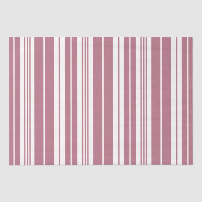 Papel De Seda Patrón de rayas verticales blancas rosadas (Anverso)